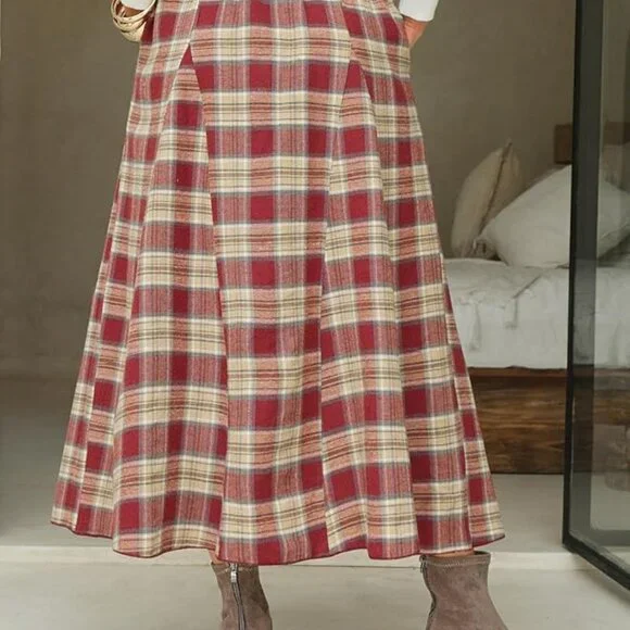 Womens Flannel Plaid Long Skirt - Picture 7 of 8